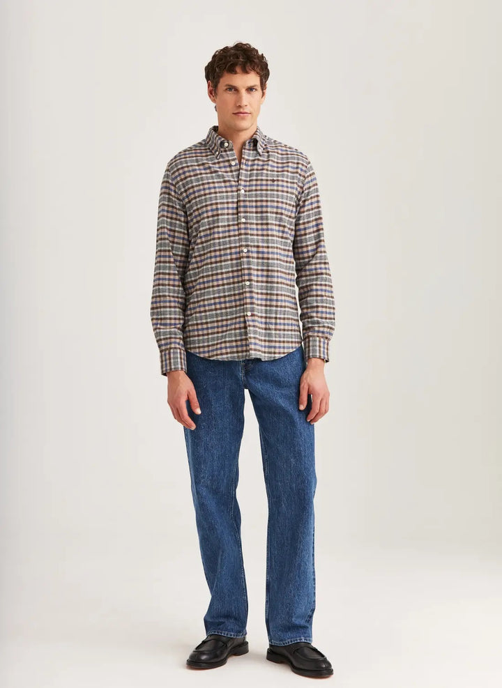 Flannel Check Shirt-Slim Fit  Brown