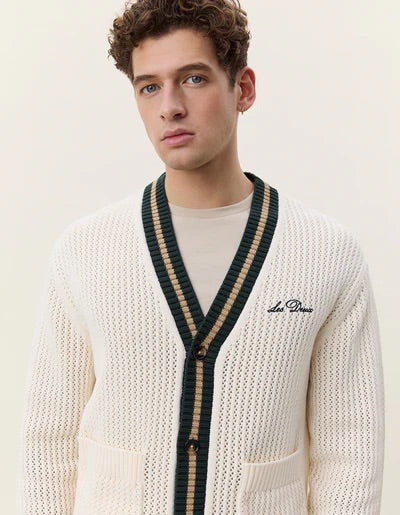 lace knitted cardigan  Eggnog White
