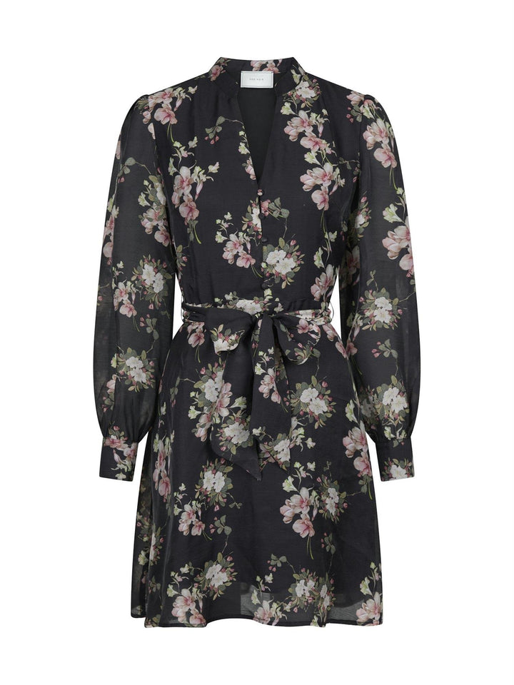 Heidi Print Flower Dress  Black