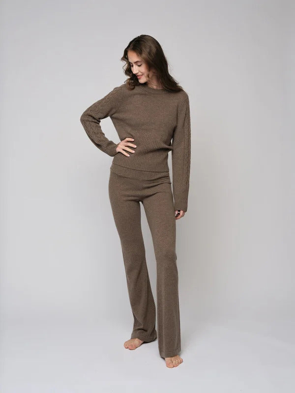 VERA CASHMERE PANTS  Brown Melange