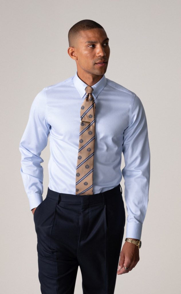The elegant - Bengal Stripe Non Iron  Skyblue/White