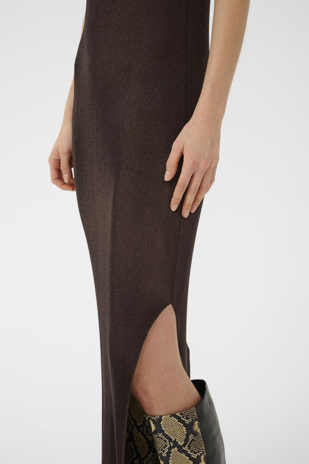 Silvi Singlet Dress  Deep Brown Metallic