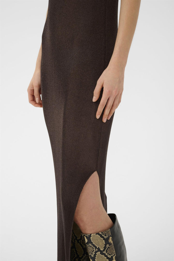 Silvi Singlet Dress  Deep Brown Metallic