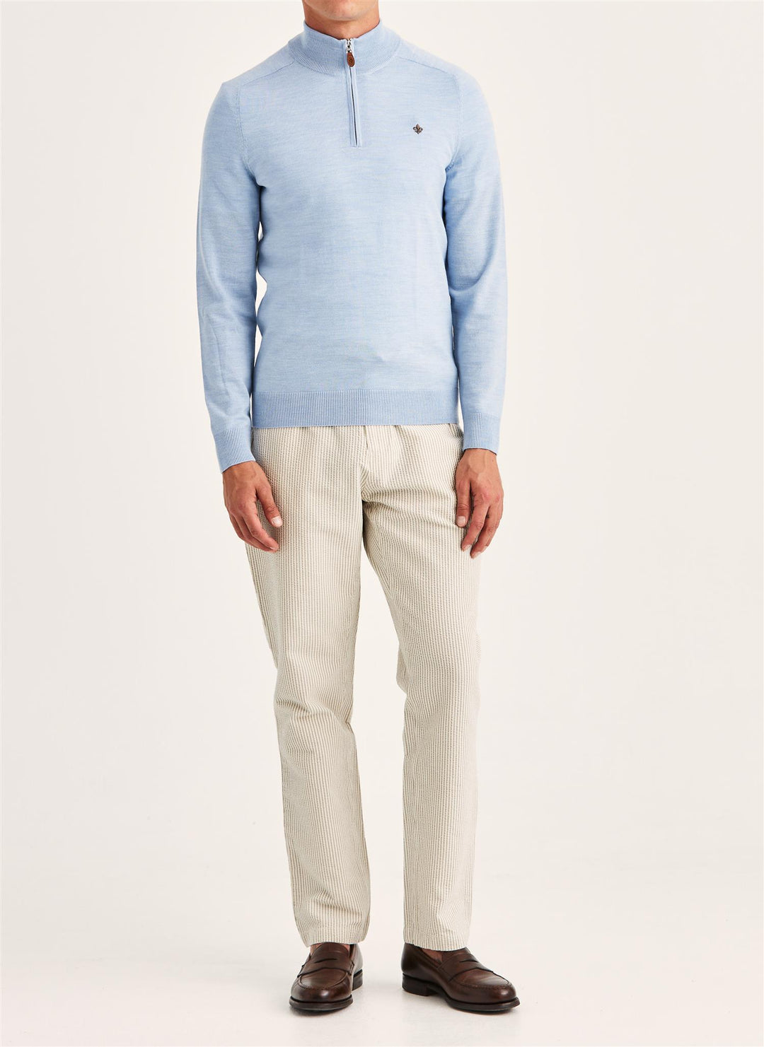 Merino John Zip  Light Blue