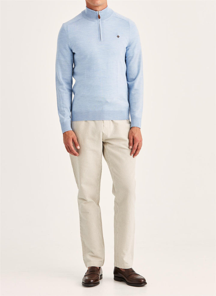 Merino John Zip  Light Blue