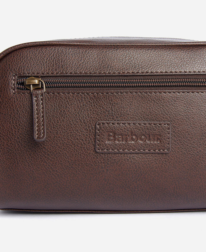 Leather Washbag  Dark Brown