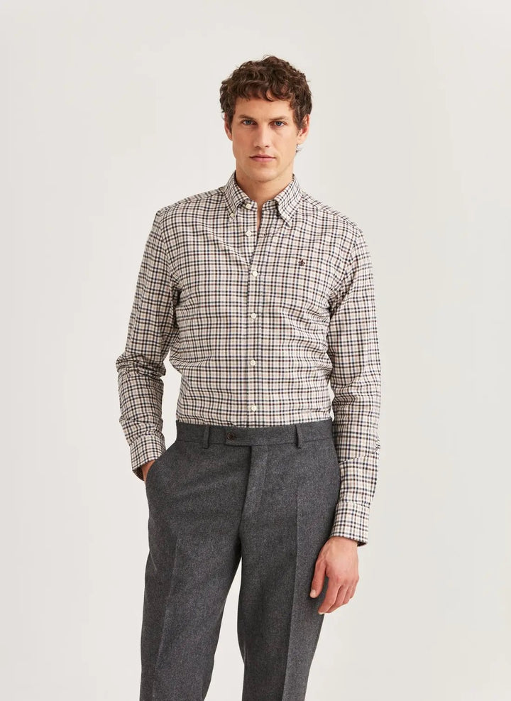 Watts Check Shirt-Slim Fit  Brown