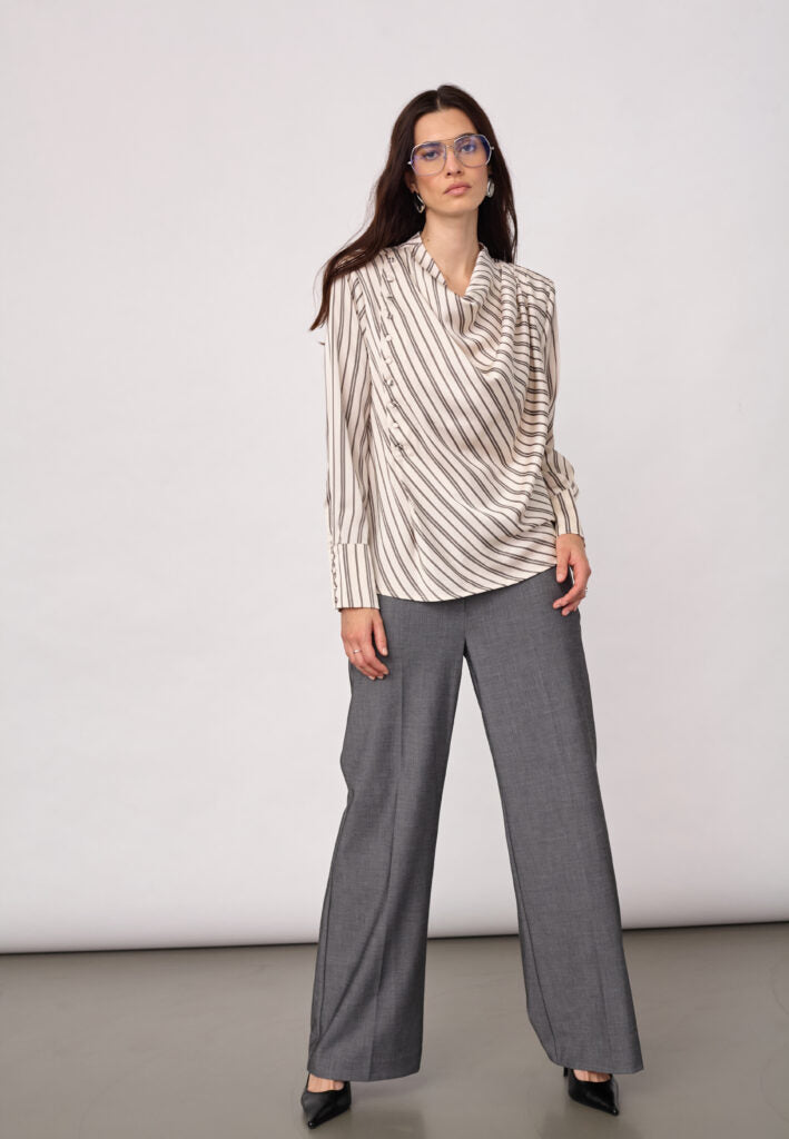 HellyCC Button Stripe Blouse  Offwhite