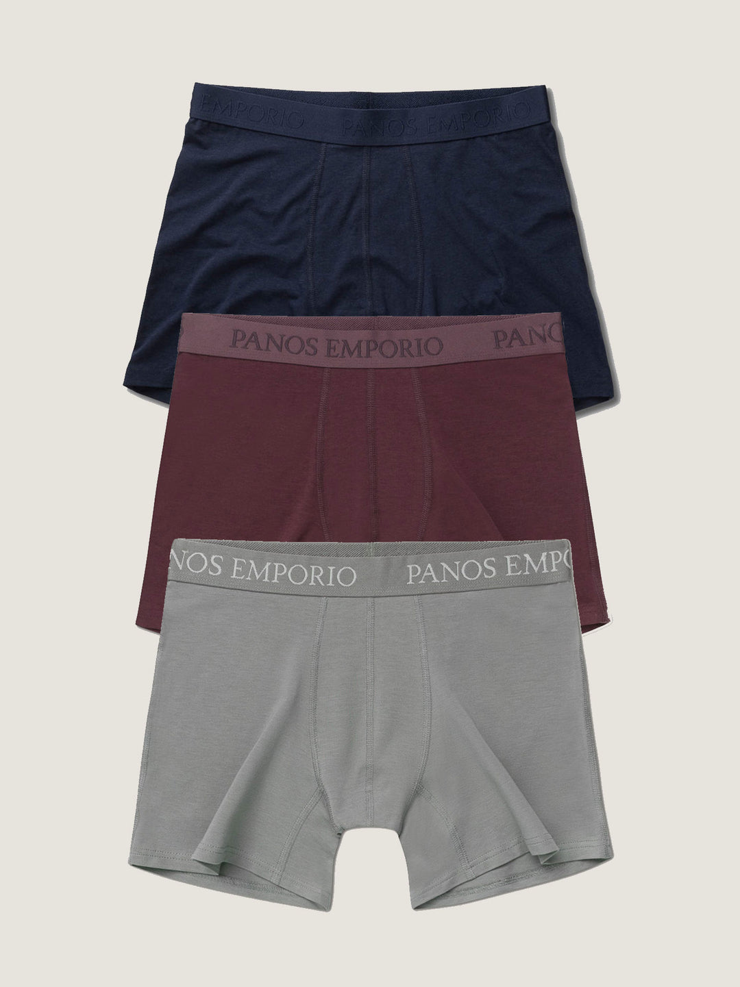 3pk Base Bamboo Boxer  Navy/Brushed Nickel/Vineyard Wine