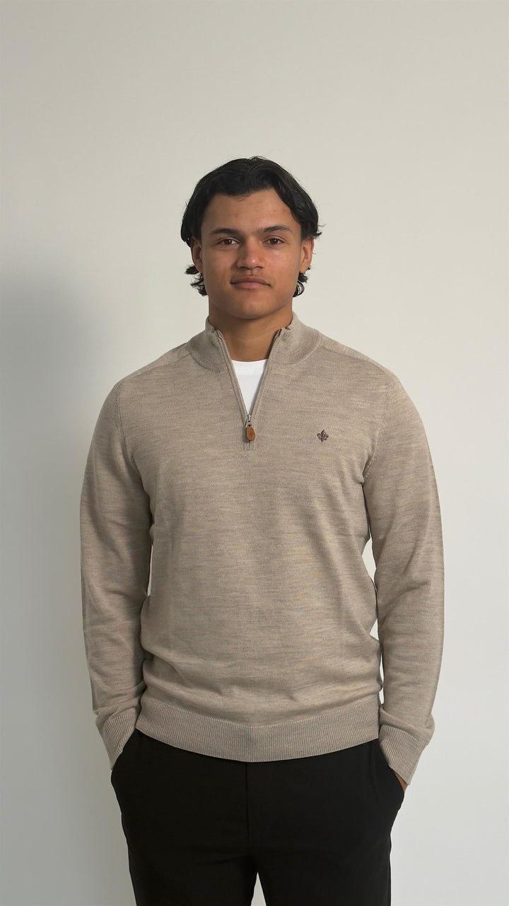 Merino John Zip  Khaki