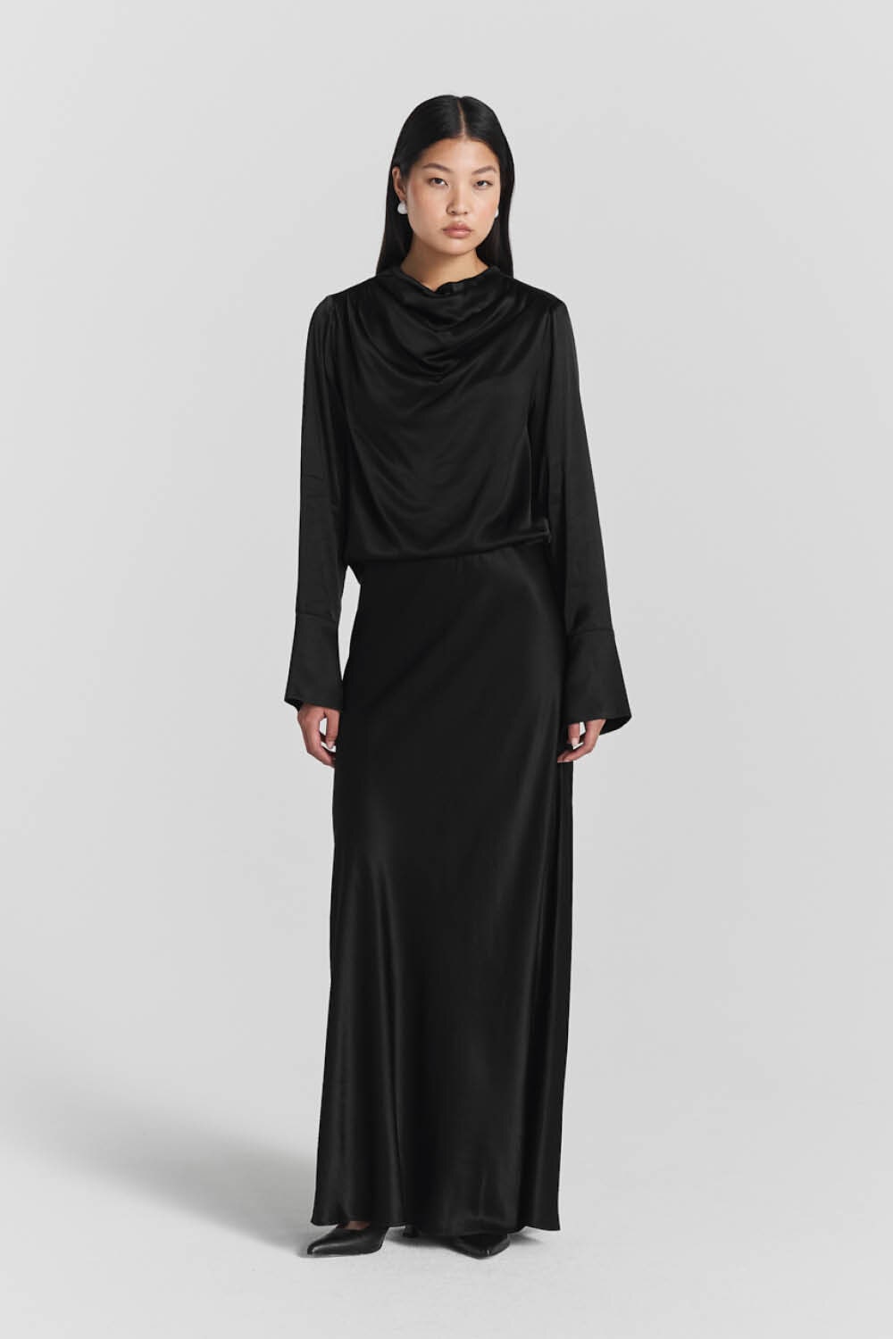 Tyne Satin Skirt  Black