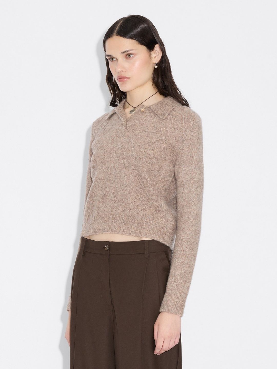 Argyle Polo  Taupe