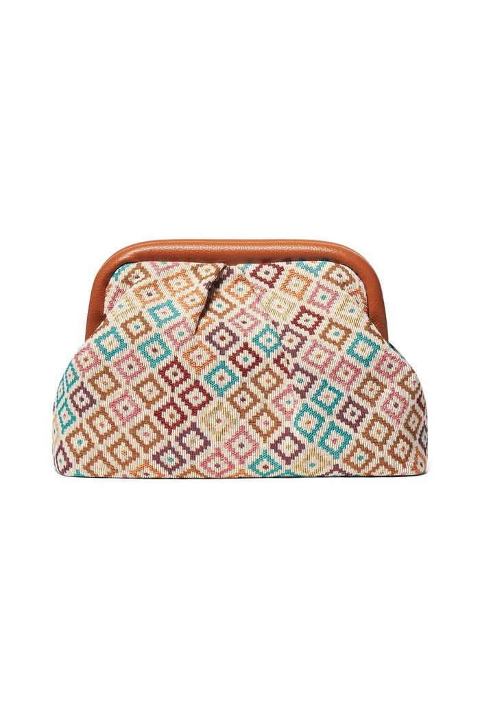Jacquard Clutch  Brown Combo