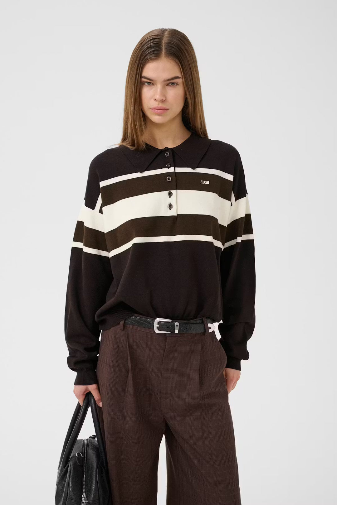 GZALEXU POLO PULLOVER  Ganache/Slate Black/Egret