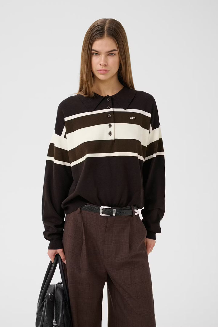 GZALEXU POLO PULLOVER  Ganache/Slate Black/Egret