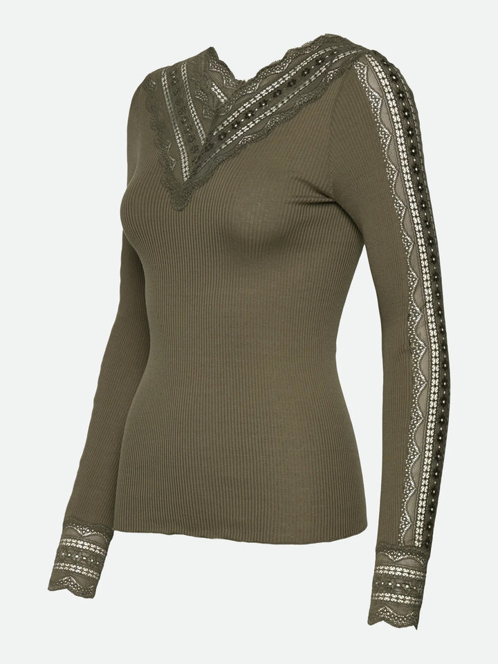RWBenita Silk LS Lace T-neck T-shirt  Kalamata