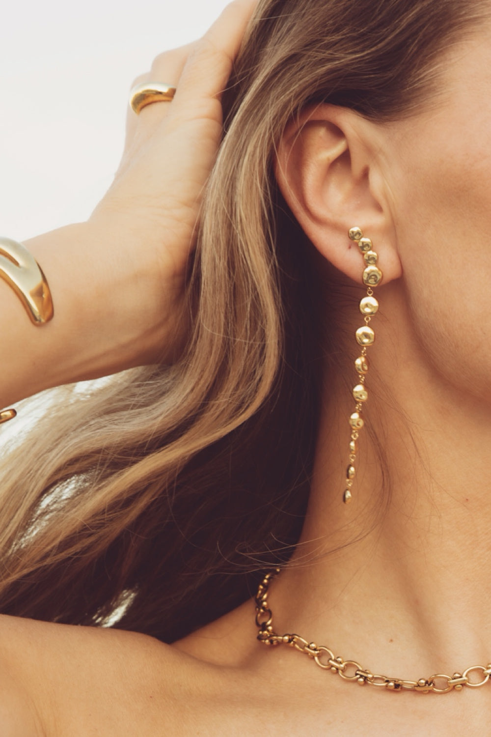 The Long Pebble Earrings  Gold