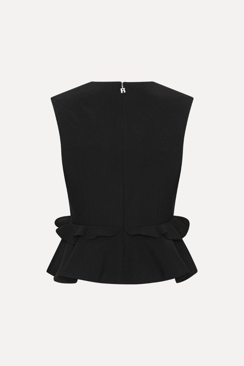 V-NECK FLOWER TOP  Black