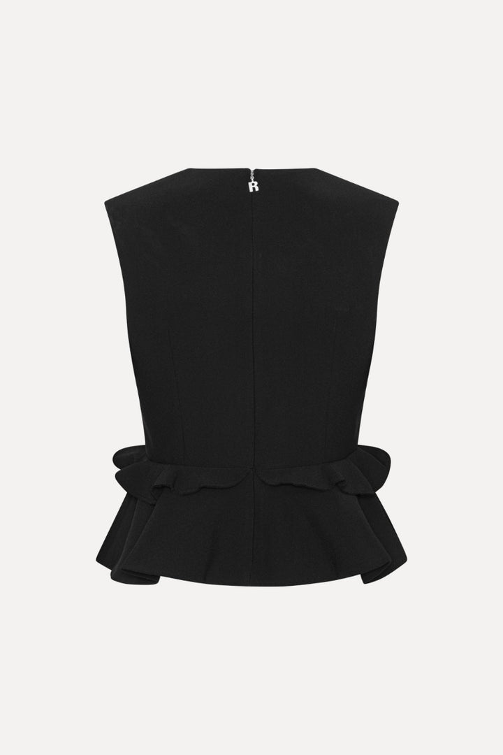V-NECK FLOWER TOP  Black