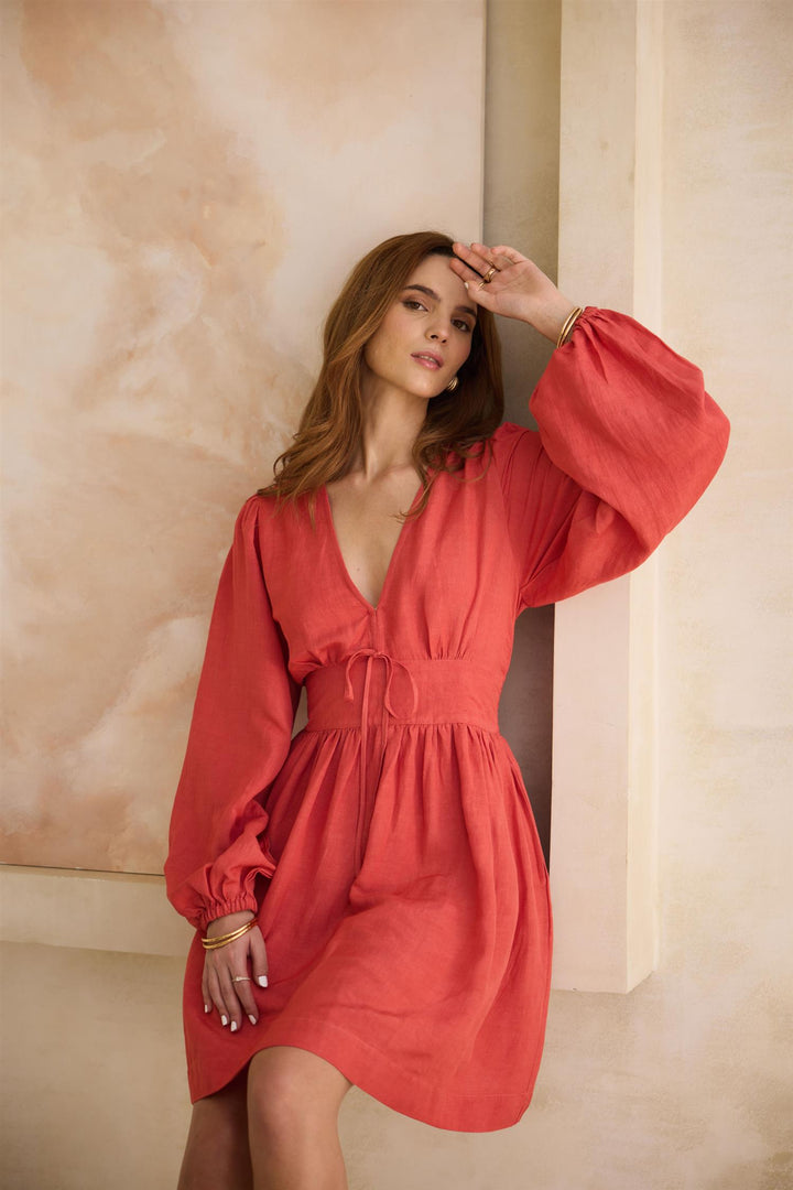 Amelie Dress Candid Apple Linen  Candid Apple Linen
