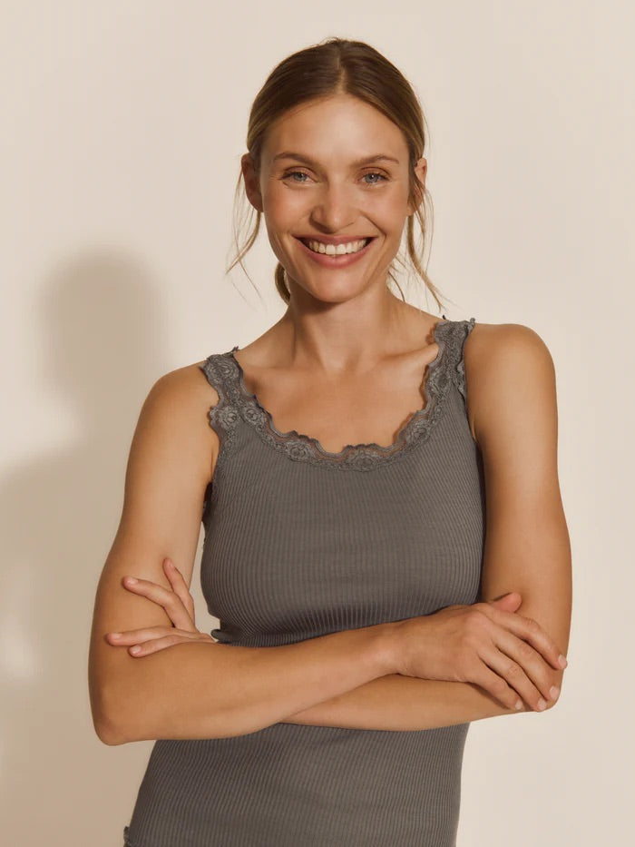 RWBabette Silk SL U-neck Lace Top  Stormy Weather