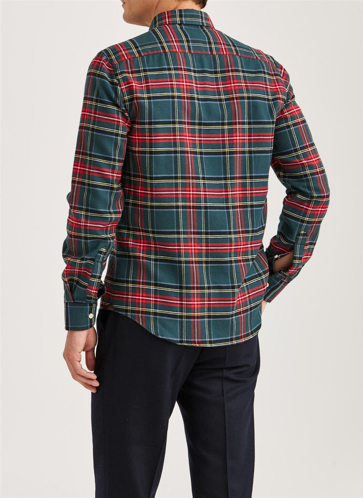 Soft Twill Tartan Shirt-Slim Fit  Green