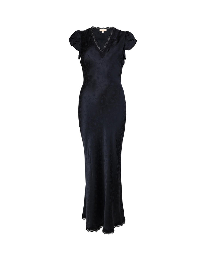 Jaquard V-neck dress Black