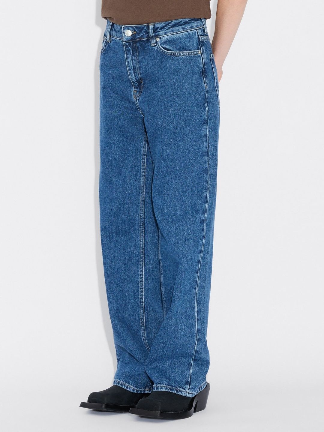 W Wide Jeans  Mid Blue