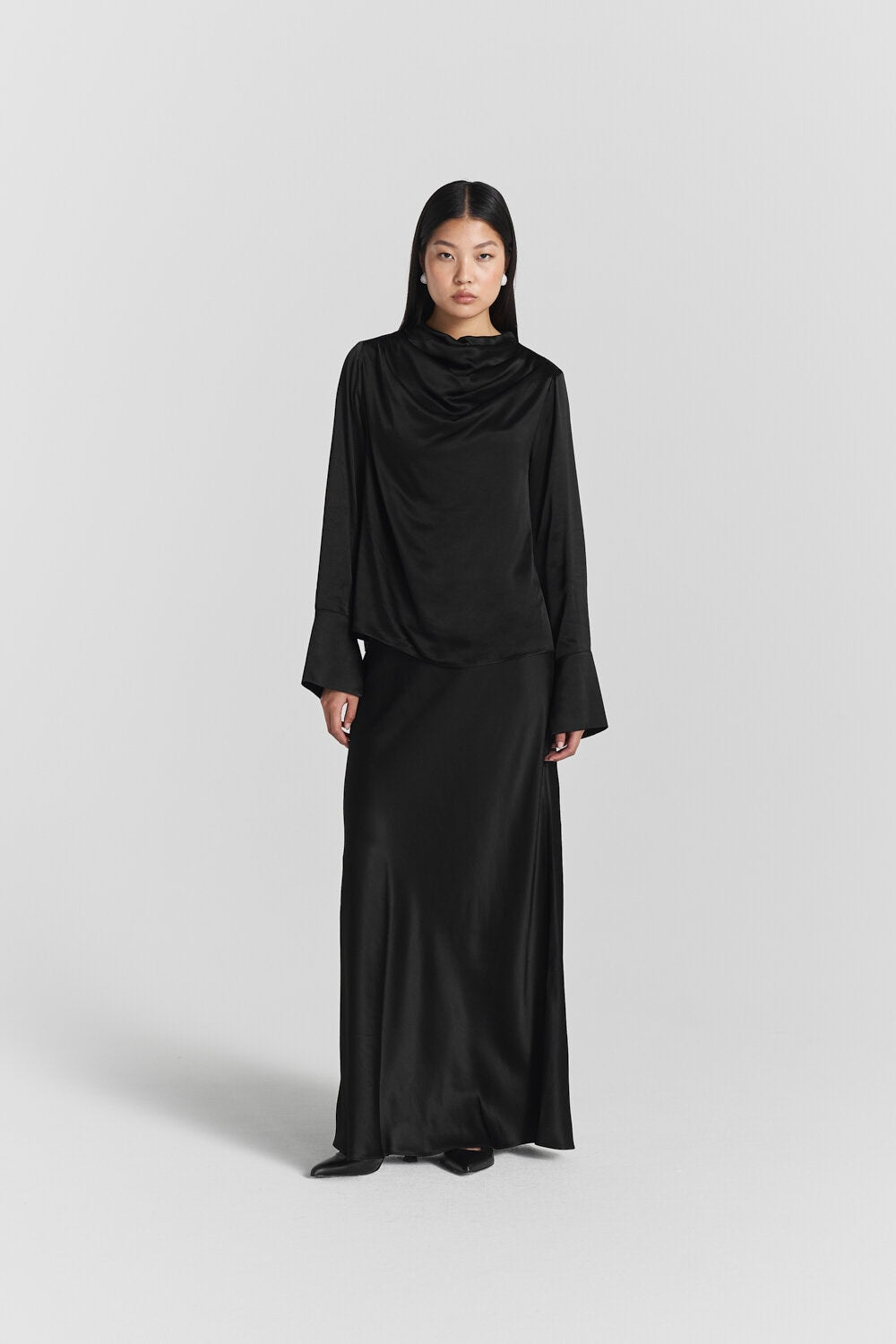 Tyne Satin Skirt  Black