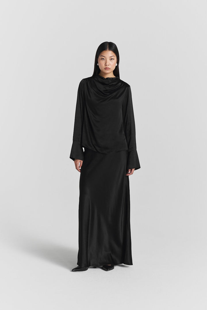 Tyne Satin Skirt  Black