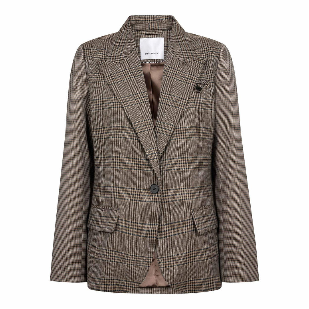 VeyaCC Check Fitted Blazer  Brown