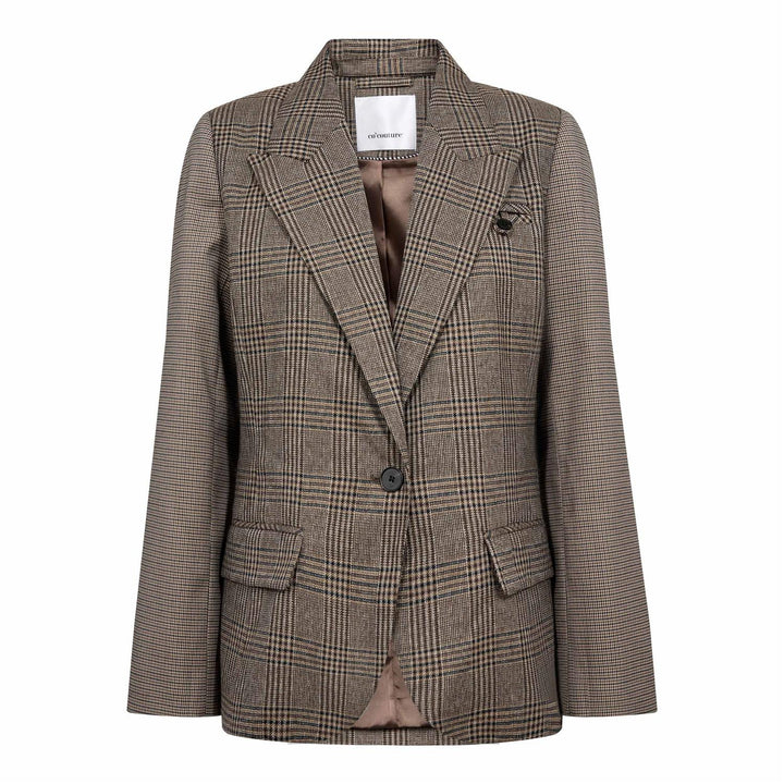 VeyaCC Check Fitted Blazer  Brown