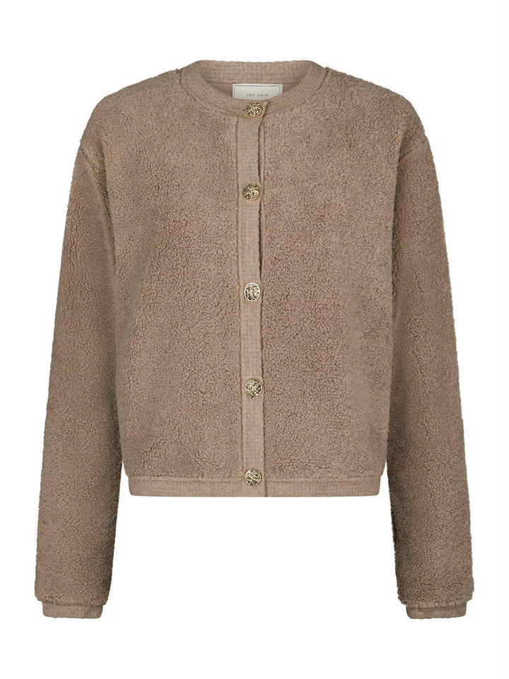 Limo Fluffy Knit Cardigan  Dark Sand