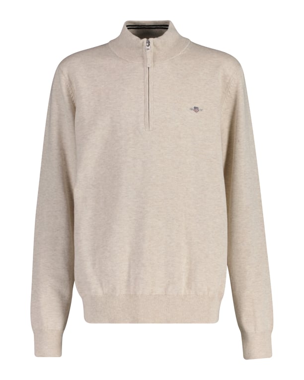 SHIELD COTTON HALF ZIP  Light Beige Melange