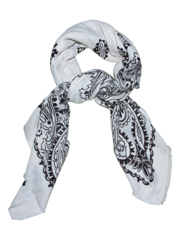 Dame Skjerf Paisley 110x110 Hvit White