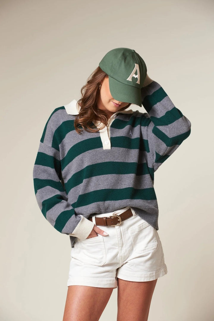 LEIGH Stripe  Dk Grey/Ivy Green