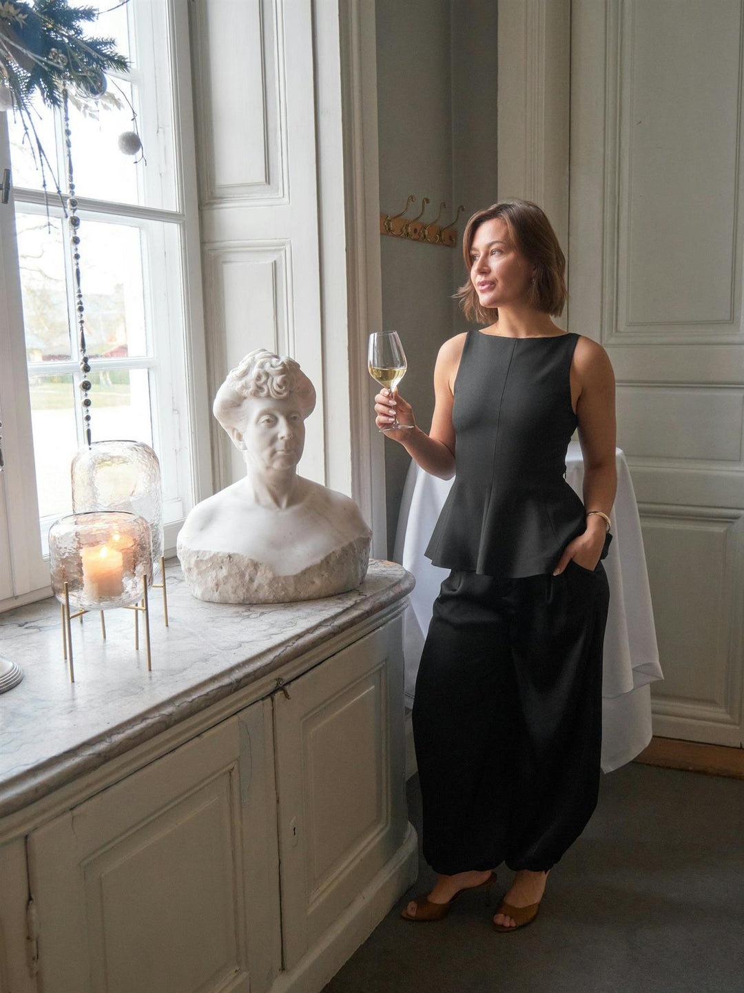 Agape Structure Tie Top  Black