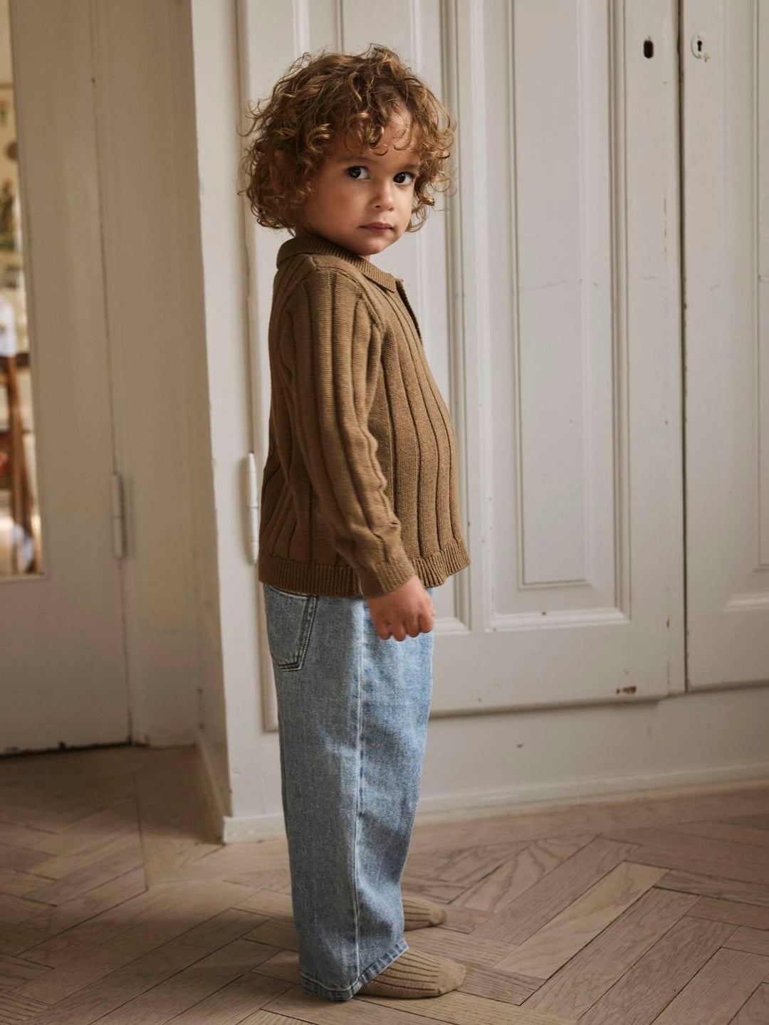 Nmmlomon Ls Loose Knit Polo Lil  Lysebrun