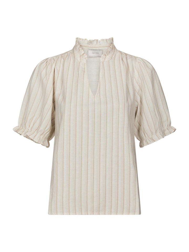 Odesa Linen Stripe Blouse  Sand