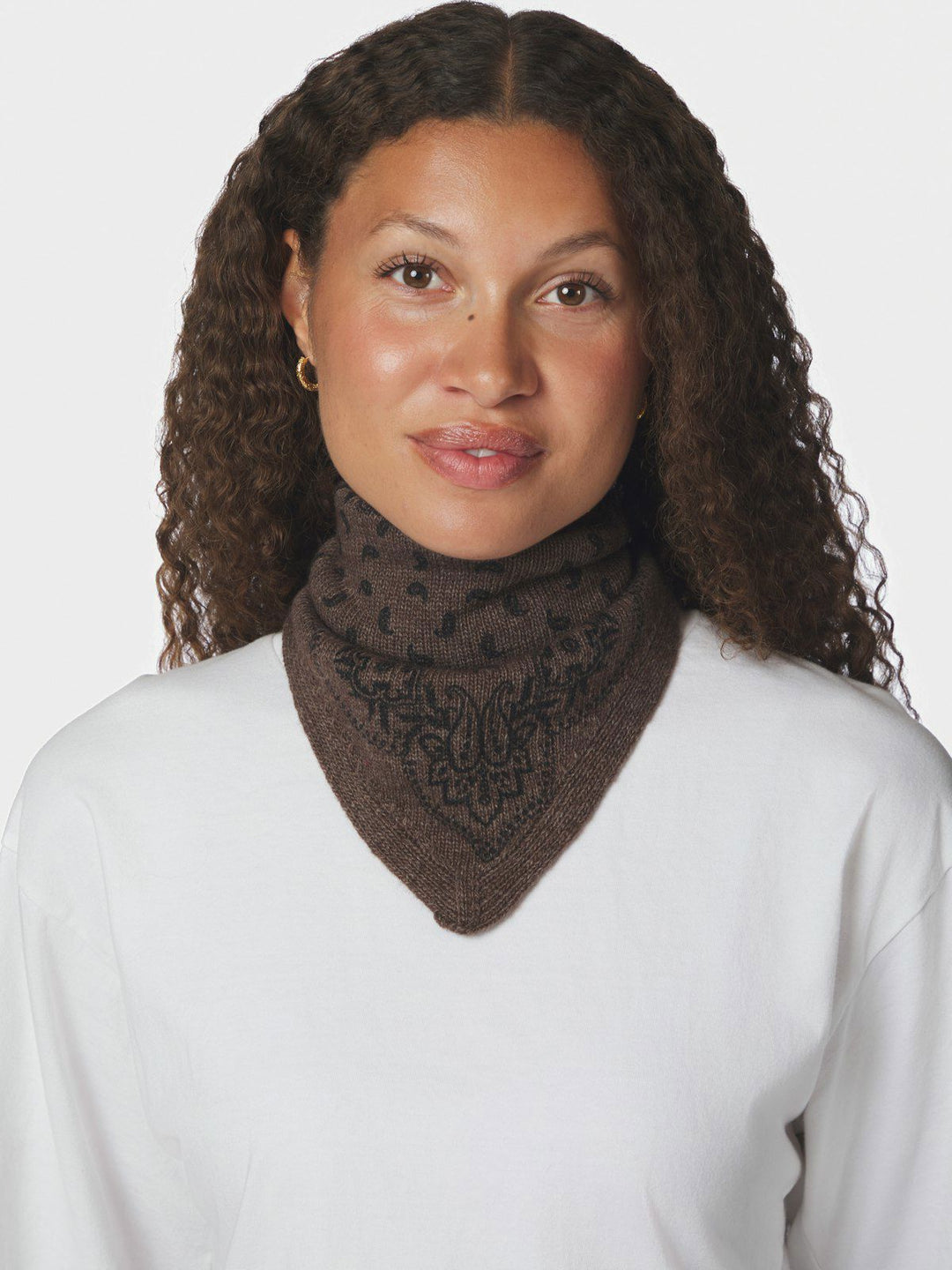 Ariya Paisley Knit Scarf Brown Melange