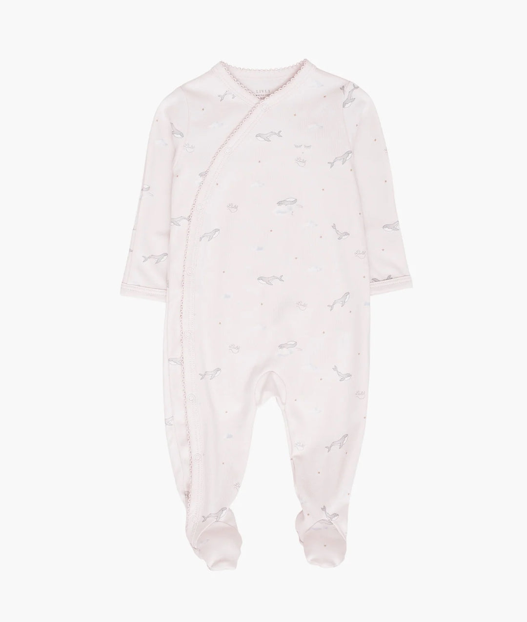 Whales Crossed Footie Pink
