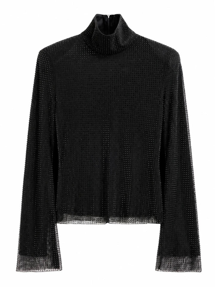 Bella Rhinestone Blouse Black