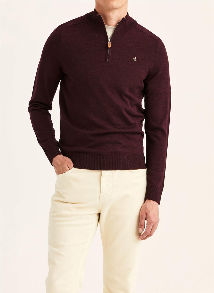 Merino John Zip  Wine Red