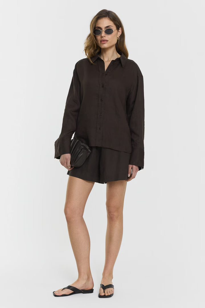 Melody Linen Shorts  Coffee