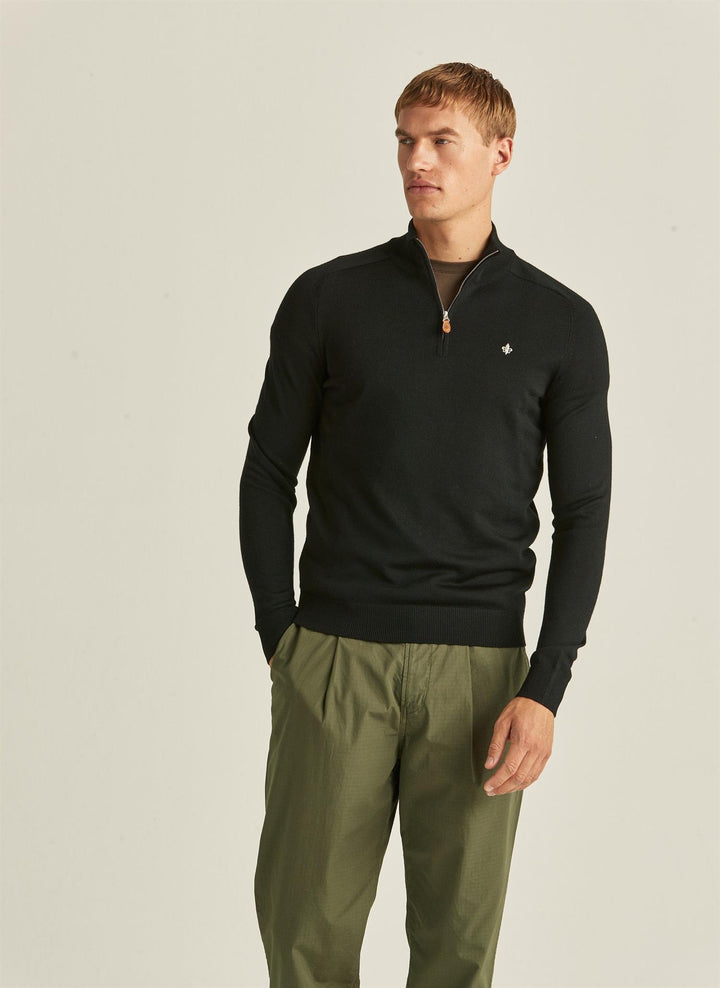 MERINO JOHN ZIP  Black