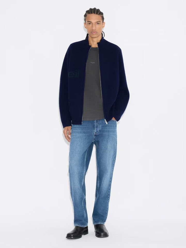 HAZA LOGO ZIP-UP CARDIGAN  Navy Mix