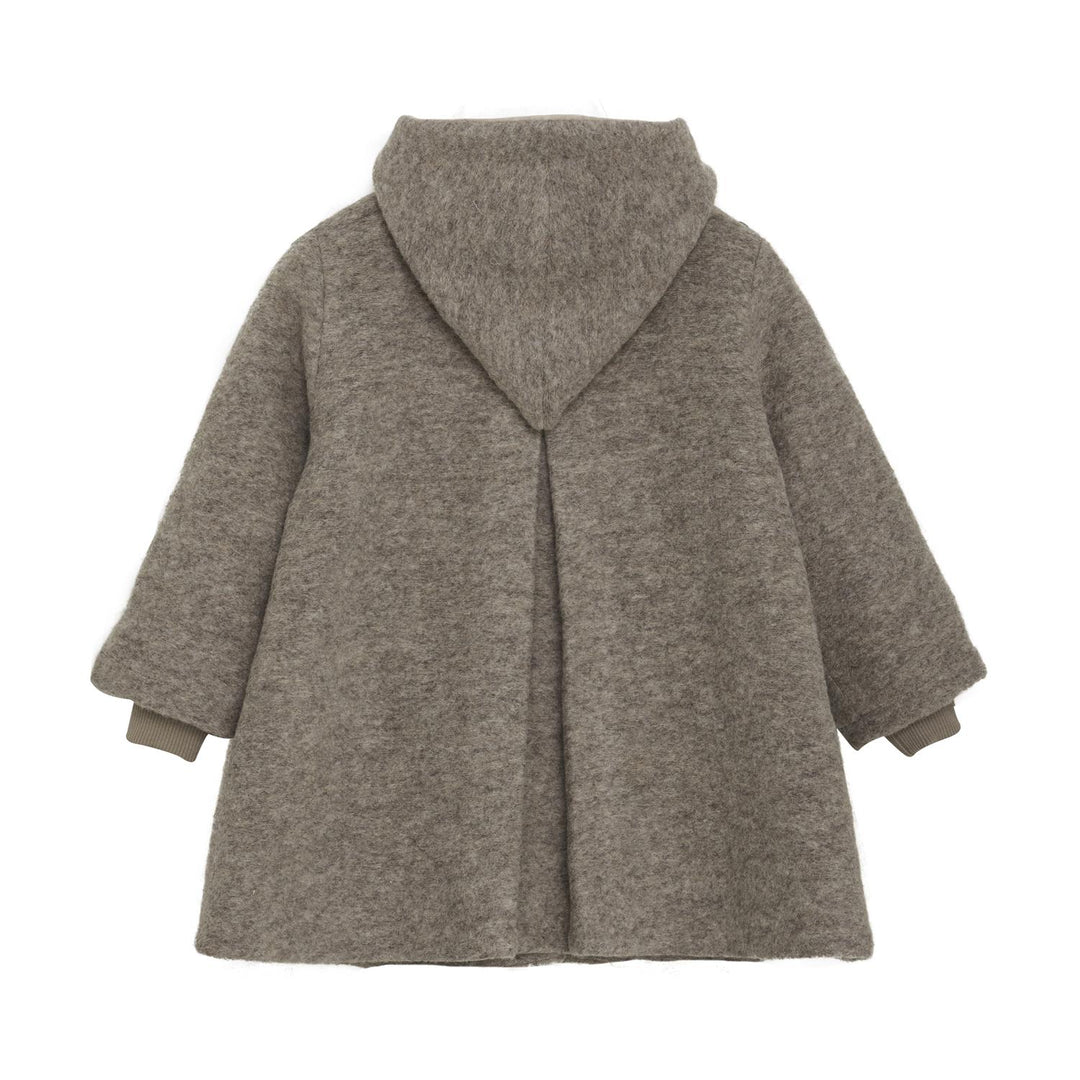Coat Hood Wool w. Lining  Camel Melange