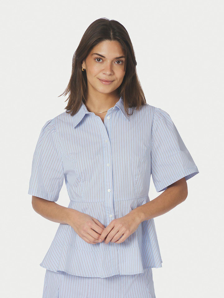 Janelle Stripe Shirt  Blue/Brown Stripe
