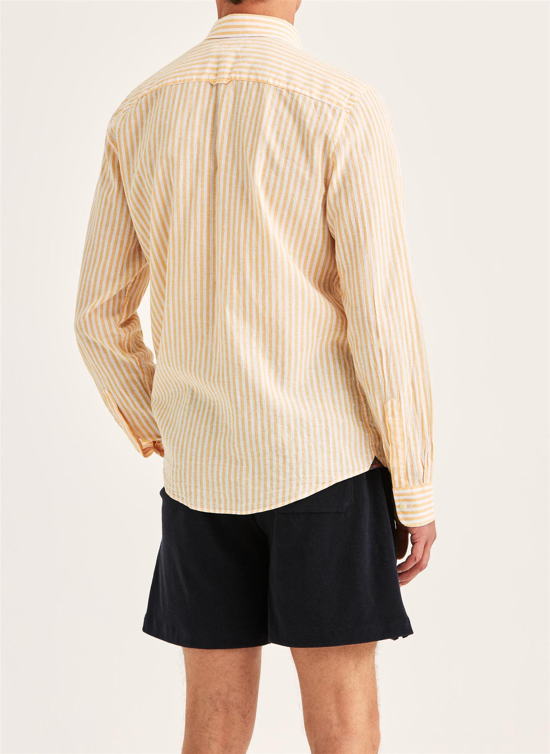 Douglas Linen Stripe Shirt-Classic Fit  Orange