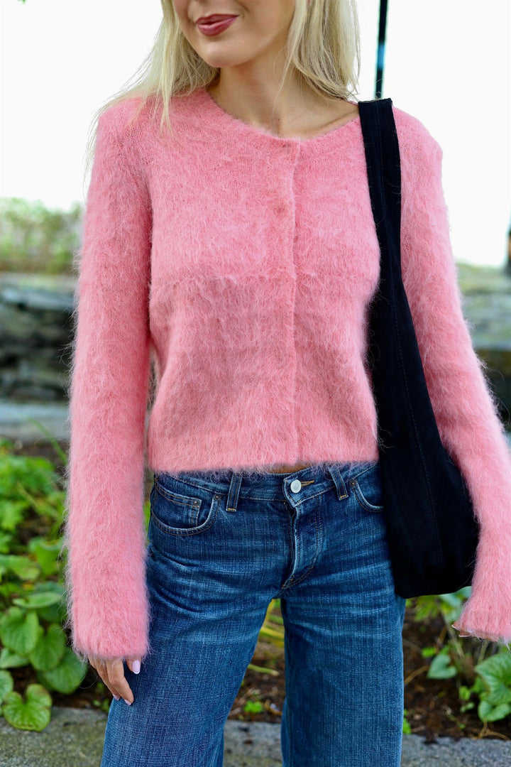 Hairy Knit Jacket  Pink